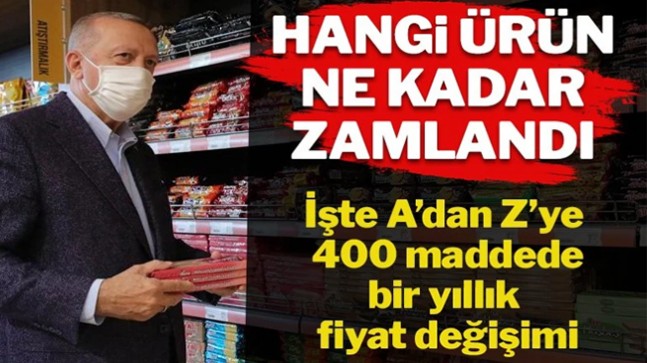 İşte A’dan Z’ye 400 üründeki bir yıllık fiyat değişimi