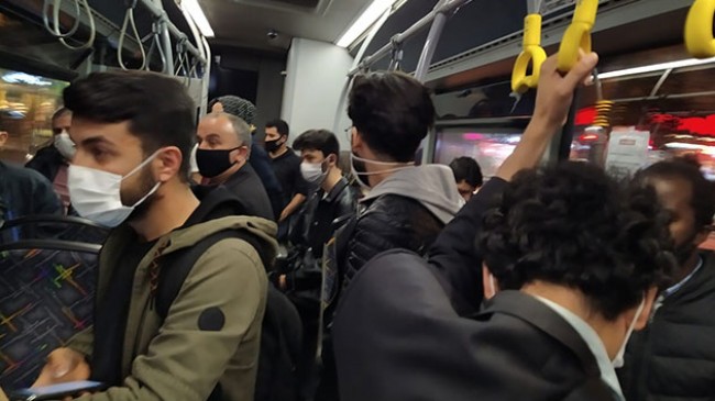 Halk otobüsünde kalabalık tartışması