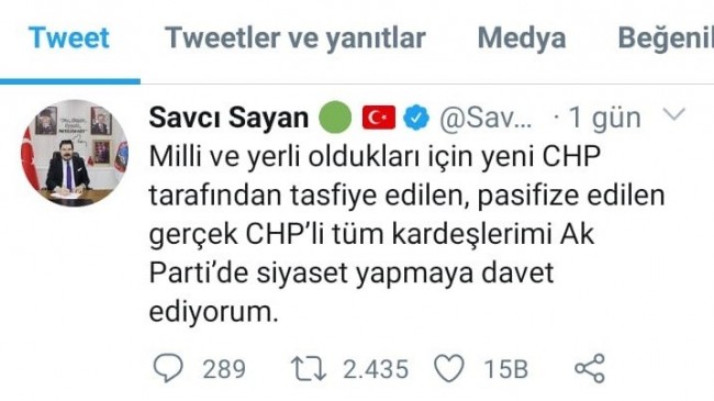 Sayan’dan CHP’lilere çağrı