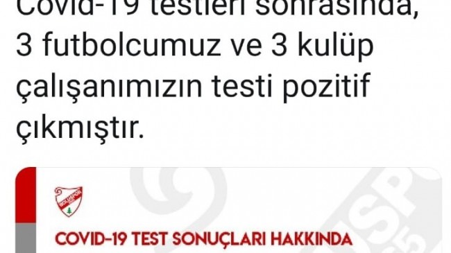 Boluspor’da korona virüs şoku