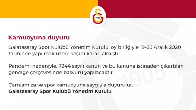 Galatasaray seçime gidiyor