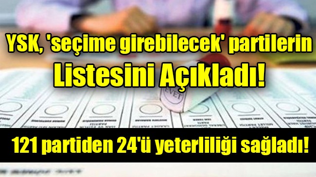 YSK seçime girecek partileri açıkladı